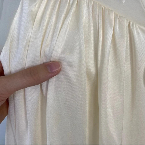 VTG Lorraine S Beige Sheer Peignoir Robe lace Nylon Long Sheer Sleeve Floral - Picture 5 of 16